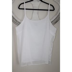 Jessica London Size 22 White Layered Chiffon Cami Tank Top Sheer Overlay